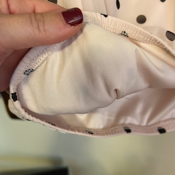 EXPRESS Pastel Pink/Brown Polka Dot Sheer Lined Halter Top, Size Small, GUC. - Picture 6 of 7